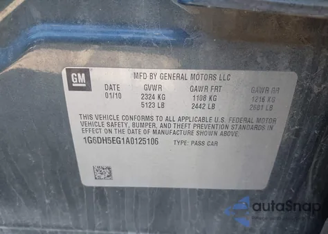 2010 Cadillac Cts Luxury z USA, uszkodzony, nr VIN 1G6DH5EG1A0125106